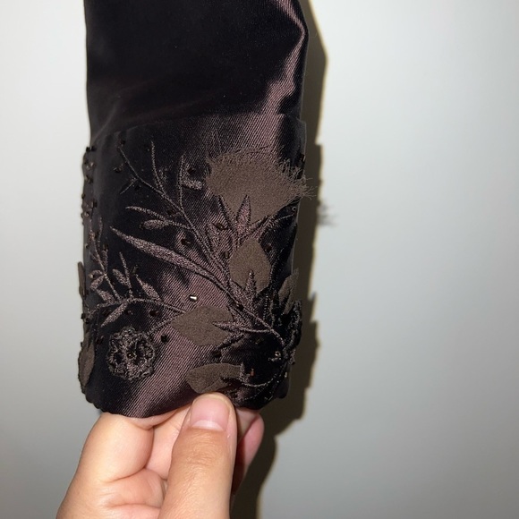 Jovani Brown Silk Wool Crop Jacket - Picture 4 of 6